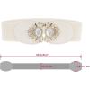 image:imageAllegra K Lady 236 Width Elastic Belts Faux Leather Opal Beaded Rhinestone Inlaid Stretchy Cinch Waistband for DressBeige