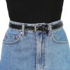 image:imageAllegra K Skinny Leather Belt for Women Hollowout Thin Waist Belts for Jeans Dress 07 Inches WidthBlack