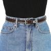 image:imageAllegra K Skinny Leather Belt for Women Hollowout Thin Waist Belts for Jeans Dress 07 Inches WidthCoffee