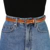 image:imageAllegra K Skinny Leather Belt for Women Hollowout Thin Waist Belts for Jeans Dress 07 Inches WidthOrange Brown