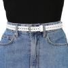 image:imageAllegra K Skinny Leather Belt for Women Hollowout Thin Waist Belts for Jeans Dress 07 Inches WidthWhite