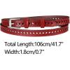 image:imageAllegra K Skinny Leather Belt for Women Hollowout Thin Waist Belts for Jeans Dress 07 Inches WidthWine Red