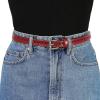 image:imageAllegra K Skinny Leather Belt for Women Hollowout Thin Waist Belts for Jeans Dress 07 Inches WidthWine Red