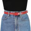 image:imageAllegra K Thin Waist Belts for Women Rectangle Pin Buckle Skinny Leather Belt for Pants DressRed