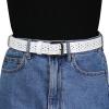 image:imageAllegra K Unisex Retro Floral Hollow Belts Pin Buckle Faux Leather Belts for Jeans PantsBrown  White