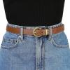 image:imageAllegra K Women PU Leather Belts Bronze Metal Pin Buckle Thin Waist Belts for Jeans DressDark Brown