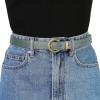 image:imageAllegra K Women PU Leather Belts Bronze Metal Pin Buckle Thin Waist Belts for Jeans DressGray Green