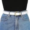 image:imageAllegra K Women PU Leather Belts Bronze Metal Pin Buckle Thin Waist Belts for Jeans DressWhite