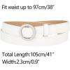 image:imageAllegra K Womens Belts O Ring Metal Buckle Plus Size Thin Nonporous Waist Belt for Jeans Dress 09 Inches WidthWhite