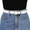 image:imageAllegra K Womens Belts O Ring Metal Buckle Plus Size Thin Nonporous Waist Belt for Jeans Dress 09 Inches WidthWhite