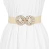 image:imageAllegra K Womens Elastic Wide Waist Belts Braided Belts for Dress Shell BuckleBeige