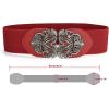 image:imageAllegra K Womens Elastic Wide Waist Belts Floral Metal Buckle Stretchy Belts for DressesBrown  Red