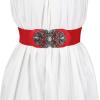 image:imageAllegra K Womens Elastic Wide Waist Belts Floral Metal Buckle Stretchy Belts for DressesBrown  Red