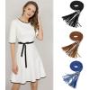 image:imageAllegra K Womens Tassels Braided Waist Belt Woven Skinny Belts for DressBrown  Black