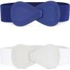 image:imageAllegra K 2Pcs Womens Plus Size Stretchy Waist Belt 8shaped Faux Leather Elastic Dress BeltsWhite  Blue