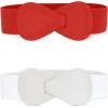 image:imageAllegra K 2Pcs Womens Plus Size Stretchy Waist Belt 8shaped Faux Leather Elastic Dress BeltsWhite  Red