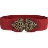 image:imageAllegra K Ladies Metal Symmetric Flower Interlock Buckle Textured Elastic Cinch BeltRed