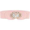 image:imageAllegra K Lady 236 Width Elastic Belts Faux Leather Opal Beaded Rhinestone Inlaid Stretchy Cinch Waistband for DressPink