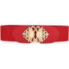 image:imageAllegra K Lady 236 Width Elastic Belts Faux Leather Opal Beaded Rhinestone Inlaid Stretchy Cinch Waistband for DressRed