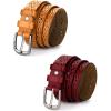 image:imageAllegra K Unisex Retro Floral Hollow Belts Pin Buckle Faux Leather Belts for Jeans PantsBrown  Red