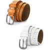 image:imageAllegra K Unisex Retro Floral Hollow Belts Pin Buckle Faux Leather Belts for Jeans PantsBrown  White