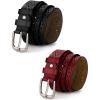 image:imageAllegra K Womens Vintage Hollow Belts Pin Buckle Faux Leather Belts for Jeans PantsBlack  Red