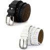 image:imageAllegra K Womens Vintage Hollow Belts Pin Buckle Faux Leather Belts for Jeans PantsBlack  White