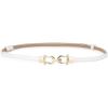 image:imageuxcell Metal Buckle Adjustable Thin High Waist Belt for WomenWhitedouble Round Buckle