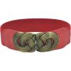 image:imageuxcell Retro Knot Woven Metal Interlocking Buckle Elastic Waist Cinch Belt BandRound Bucklered Bandbronze Buckle