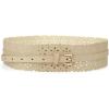 image:imageuxcell Vintage Hollow Floral Leather Cinch Waistband Wide Belts with Buckle for WomenBeige