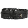image:imageuxcell Vintage Hollow Floral Leather Cinch Waistband Wide Belts with Buckle for WomenBlack