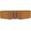image:imageuxcell Women Bowknot Shaped Interlocking Buckle Elastic Belt WaistbandBrown