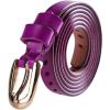 image:imageuxcell Women Classic Skinny Belt With OvalShaped Hollow Alloy Buckle MulticolorPurple