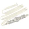 image:imageuxcell Women Rhinestone Bead Decor Satin Ribbon Wedding BeltBeige