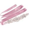 image:imageuxcell Women Rhinestone Bead Decor Satin Ribbon Wedding BeltPale Pink