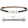 image:imageuxcell Metal Buckle Adjustable Thin High Waist Belt for WomenBlackdouble Round Buckle