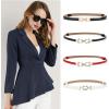 image:imageuxcell Metal Buckle Adjustable Thin High Waist Belt for WomenWhitedouble Round Buckle