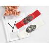 image:imageuxcell Retro Knot Woven Metal Interlocking Buckle Elastic Waist Cinch Belt BandFloral Bucklebeige Bandbronze Buckle