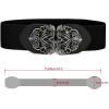 image:imageuxcell Retro Knot Woven Metal Interlocking Buckle Elastic Waist Cinch Belt BandFloral Buckleblack Bandblack Buckle