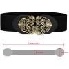 image:imageuxcell Retro Knot Woven Metal Interlocking Buckle Elastic Waist Cinch Belt BandFloral Buckleblack Bandbronze Buckle