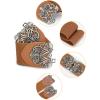 image:imageuxcell Retro Knot Woven Metal Interlocking Buckle Elastic Waist Cinch Belt BandFloral Bucklebrown Bandblack Buckle