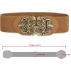 image:imageuxcell Retro Knot Woven Metal Interlocking Buckle Elastic Waist Cinch Belt BandFloral Bucklebrown Bandbronze Buckle