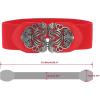 image:imageuxcell Retro Knot Woven Metal Interlocking Buckle Elastic Waist Cinch Belt BandFloral Bucklered Bandbronze Buckle