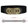 image:imageuxcell Retro Knot Woven Metal Interlocking Buckle Elastic Waist Cinch Belt BandRound Buckleblack Bandbronze Buckle