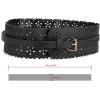 image:imageuxcell Vintage Hollow Floral Leather Cinch Waistband Wide Belts with Buckle for WomenBlack