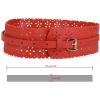 image:imageuxcell Vintage Hollow Floral Leather Cinch Waistband Wide Belts with Buckle for WomenRed