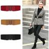 image:imageuxcell Women Bowknot Shaped Interlocking Buckle Elastic Belt WaistbandBrown