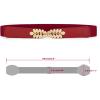 image:imageuxcell Women Leaf Shaped Interlocking Buckle 25cm Wide Stretch Cinch BeltRed