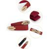 image:imageuxcell Women Leaf Shaped Interlocking Buckle 25cm Wide Stretch Cinch BeltRed