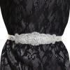 image:imageuxcell Women Rhinestone Bead Decor Satin Ribbon Wedding BeltBeige